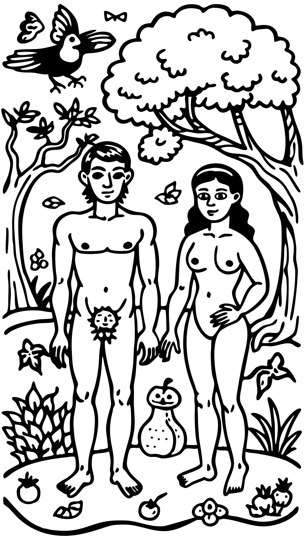 coloriage Adam et Eve